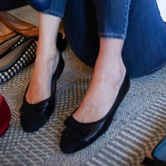 MIA Delsie Black Suede Flats, Size 6 - Picture 1 of 3